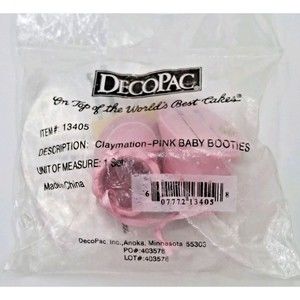 1  Cake Topper Pink Booties Shoes Decoset Gender Reveal Girl Shower Party Decor